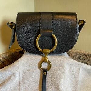 Frye Black Leather Crossbody Bag with Brass accents